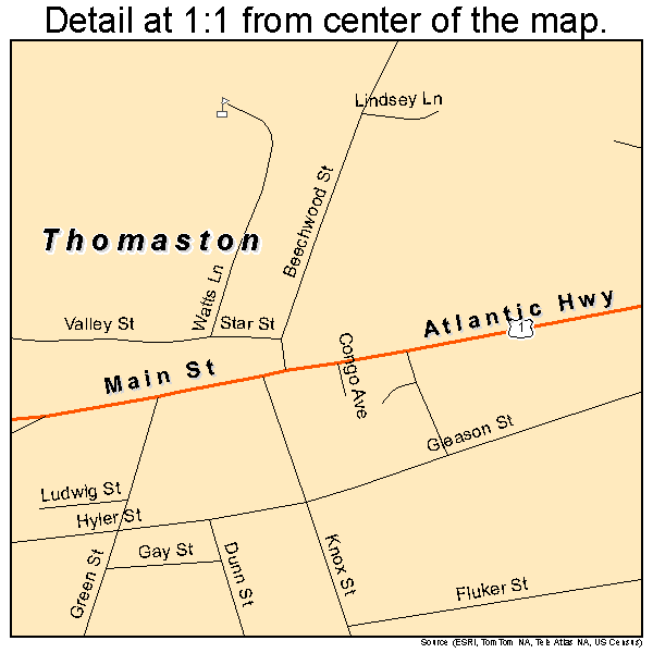 Thomaston, Maine road map detail