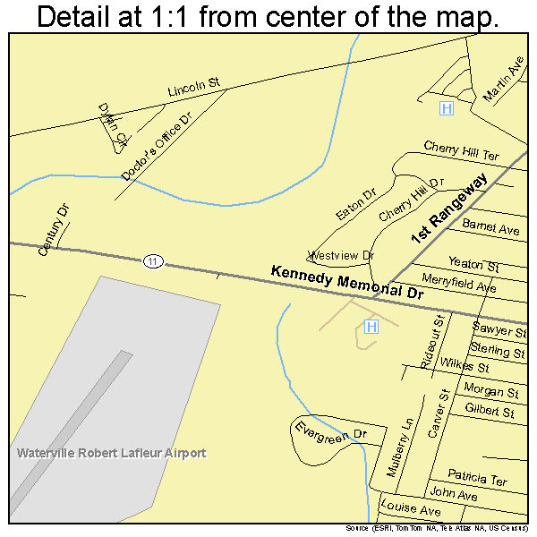 Waterville, Maine road map detail