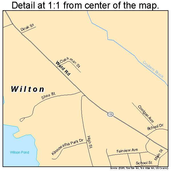 Wilton, Maine road map detail