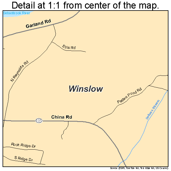 Winslow, Maine road map detail