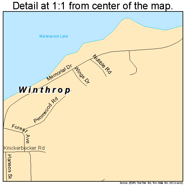 Winthrop, Maine road map detail