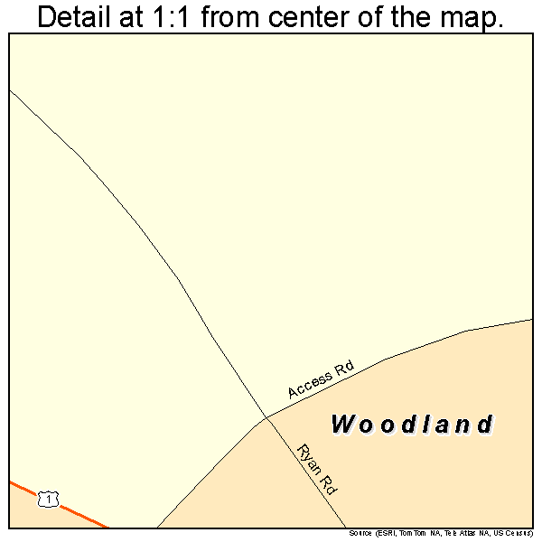 Woodland, Maine road map detail