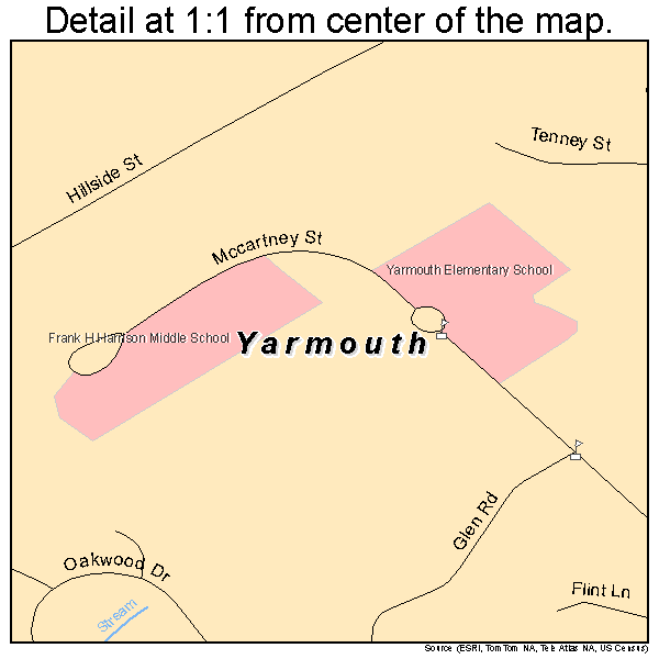 Yarmouth, Maine road map detail