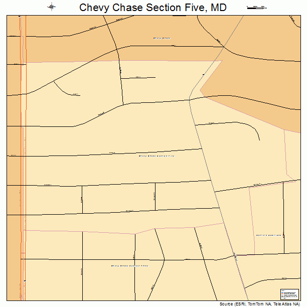 Chevy Chase Section Five, MD street map