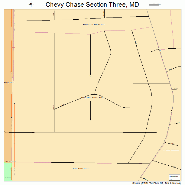 Chevy Chase Section Three, MD street map