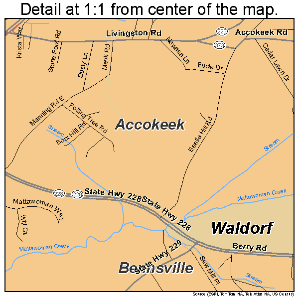 Accokeek, Maryland road map detail