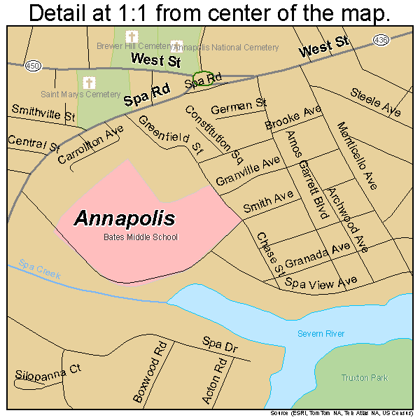 Annapolis, Maryland road map detail