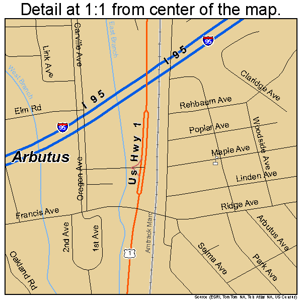 Arbutus, Maryland road map detail
