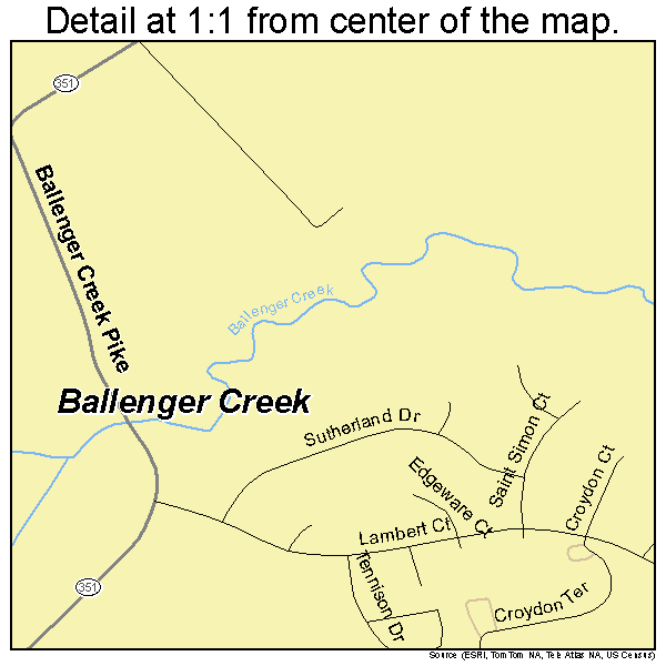 Ballenger Creek, Maryland road map detail