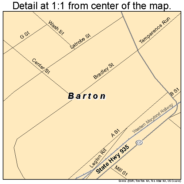 Barton, Maryland road map detail