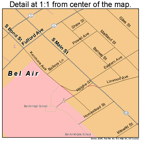 Bel Air, Maryland road map detail
