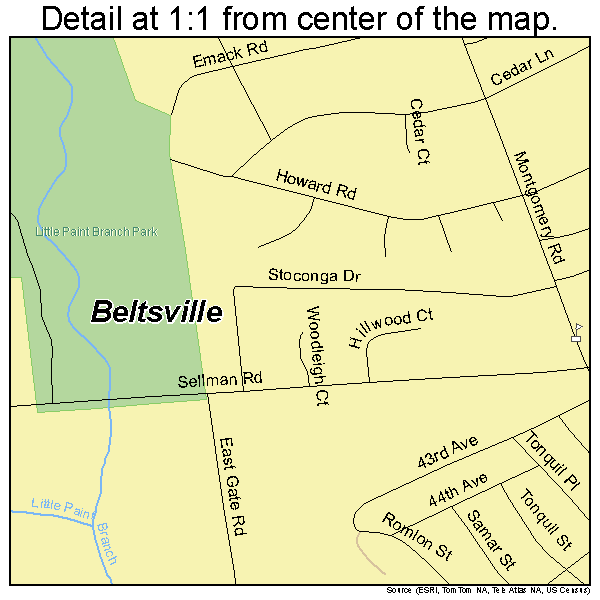 Beltsville, Maryland road map detail