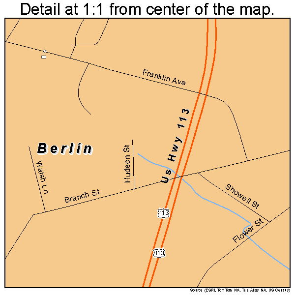 Berlin, Maryland road map detail