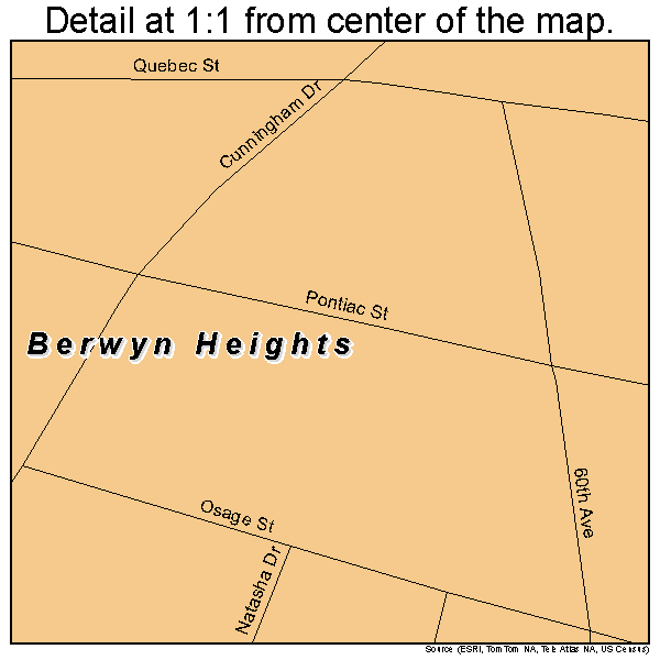 Berwyn Heights, Maryland road map detail