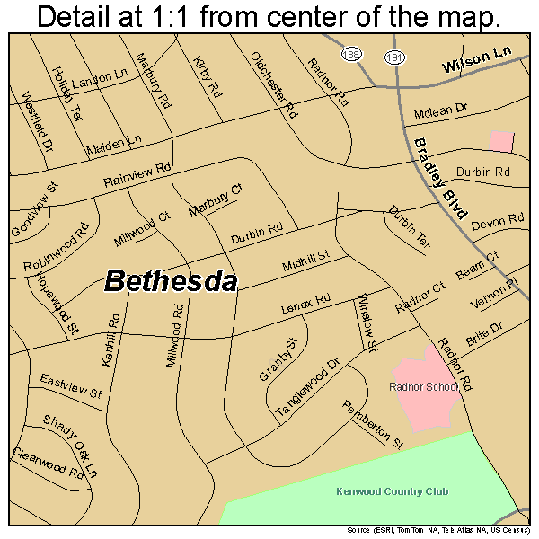Bethesda, Maryland road map detail
