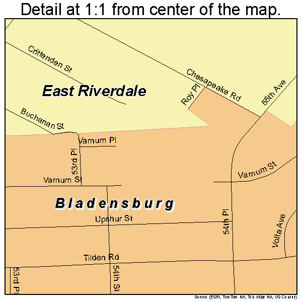 Bladensburg, Maryland road map detail