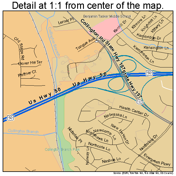 Bowie, Maryland road map detail