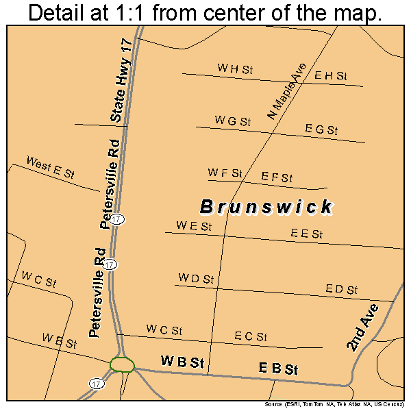 Brunswick, Maryland road map detail