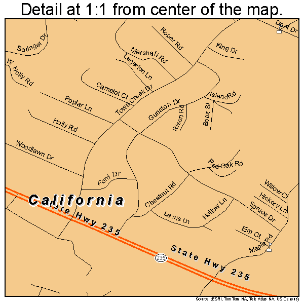 California, Maryland road map detail