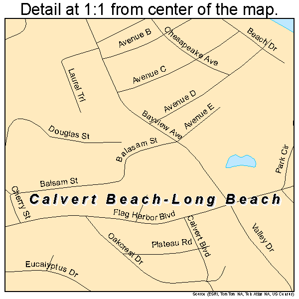 Calvert Beach-Long Beach, Maryland road map detail