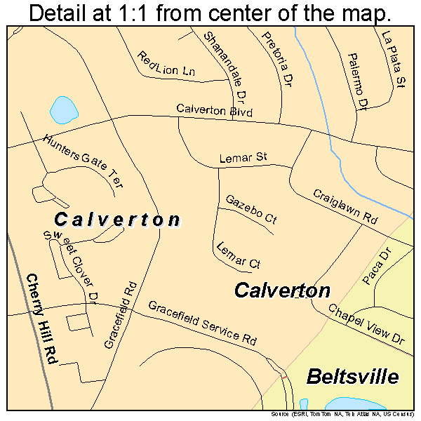 Calverton, Maryland road map detail