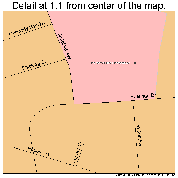 Carmody Hills-Pepper Mill Village, Maryland road map detail