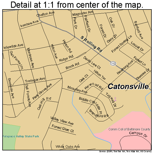 Catonsville, Maryland road map detail