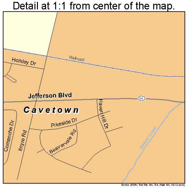 Cavetown, Maryland road map detail