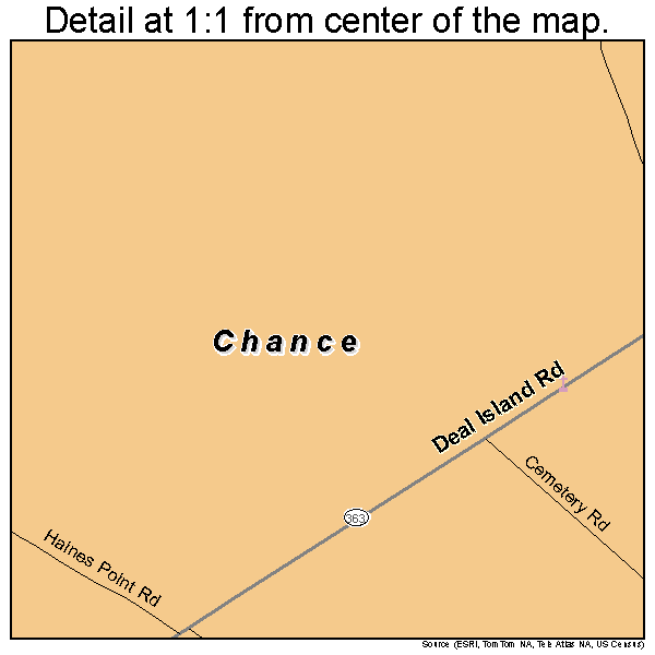 Chance, Maryland road map detail