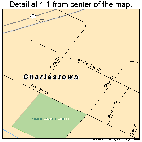 Charlestown, Maryland road map detail