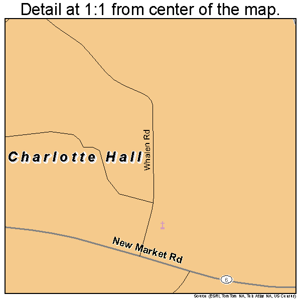 Charlotte Hall, Maryland road map detail
