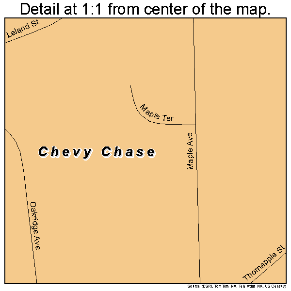 Chevy Chase, Maryland road map detail