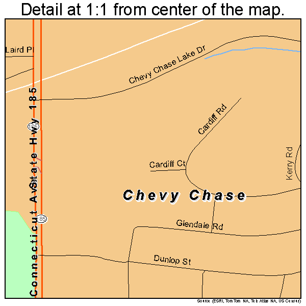 Chevy Chase, Maryland road map detail