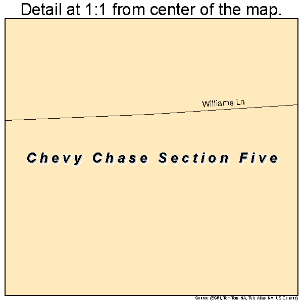 Chevy Chase Section Five, Maryland road map detail