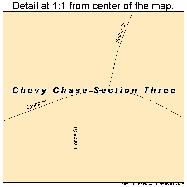 Chevy Chase Section Three, Maryland road map detail