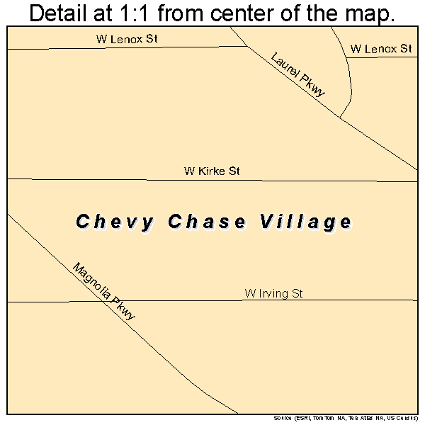 Chevy Chase Village, Maryland road map detail