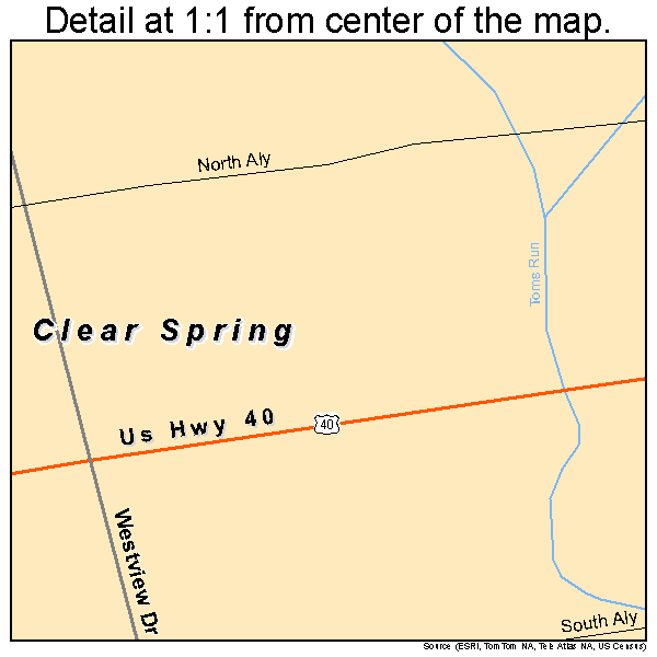 Clear Spring, Maryland road map detail