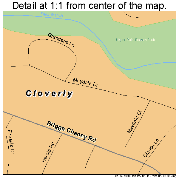 Cloverly, Maryland road map detail