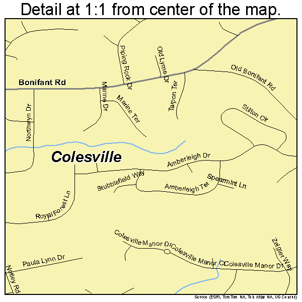 Colesville, Maryland road map detail