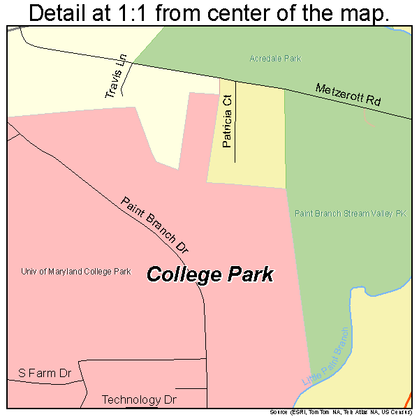 College Park, Maryland road map detail