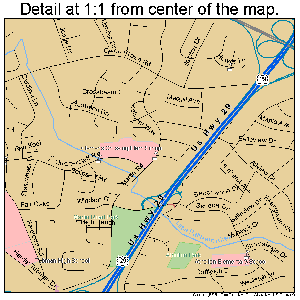 Columbia, Maryland road map detail