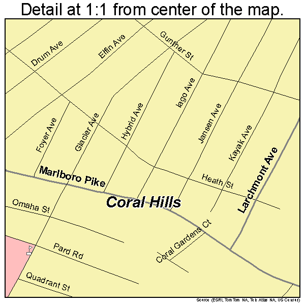 Coral Hills, Maryland road map detail
