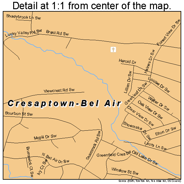 Cresaptown-Bel Air, Maryland road map detail