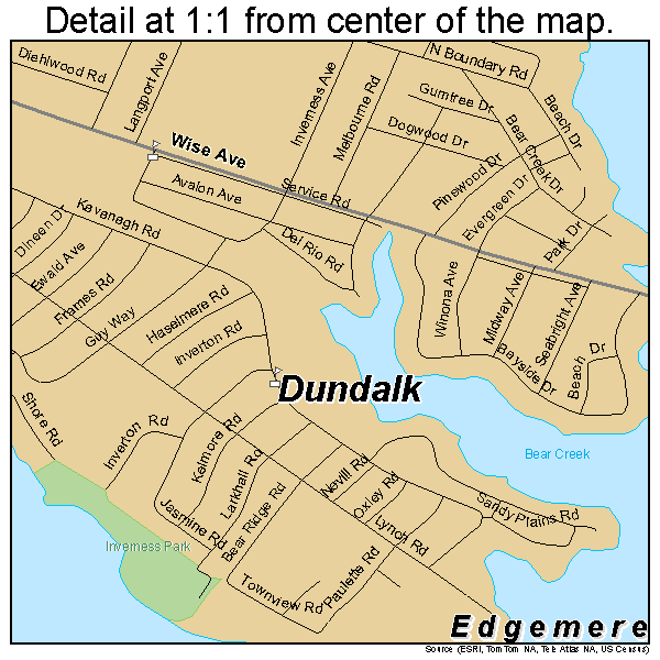 Dundalk, Maryland road map detail