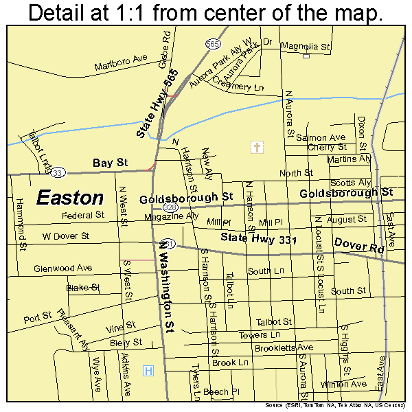Easton, Maryland road map detail