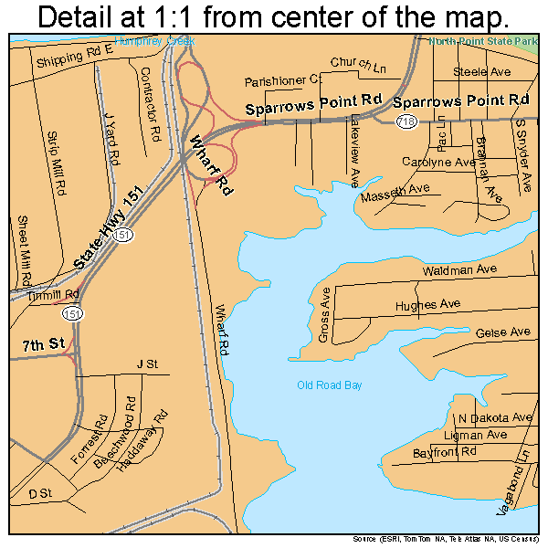 Edgemere, Maryland road map detail