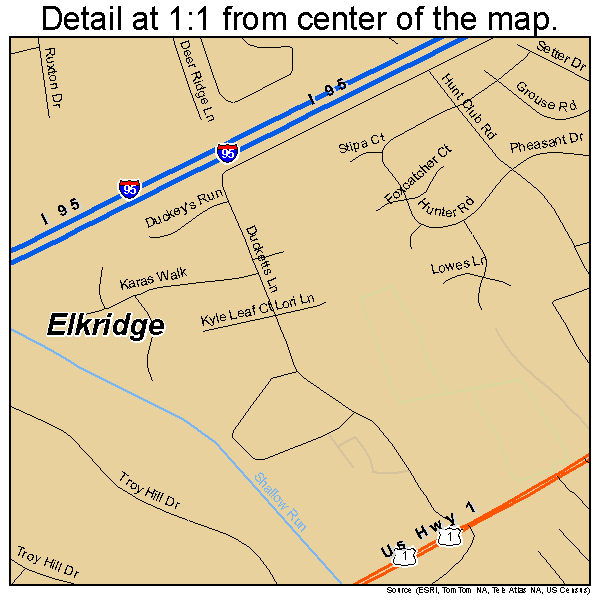 Elkridge, Maryland road map detail