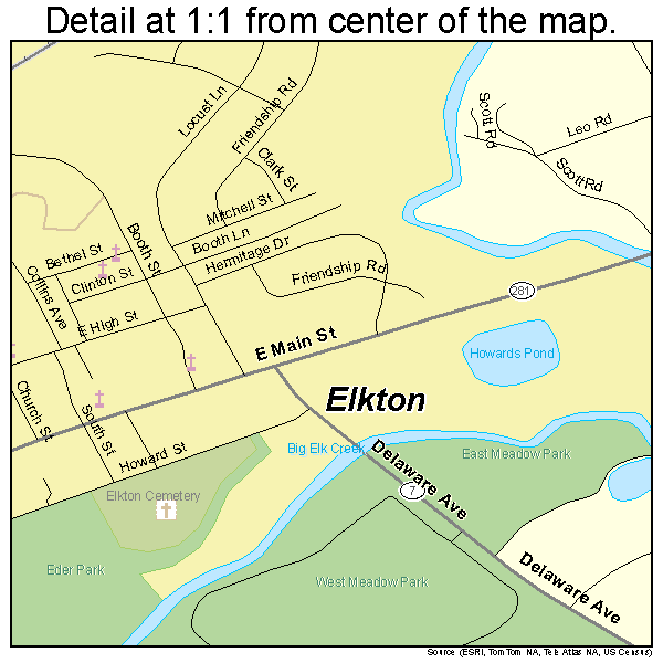 Elkton, Maryland road map detail