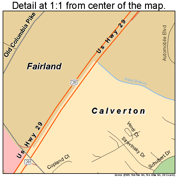 Fairland, Maryland road map detail