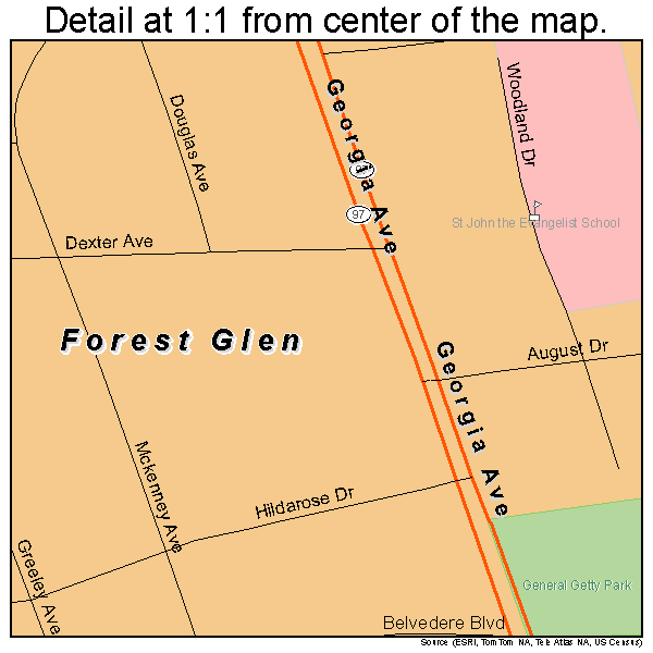 Forest Glen, Maryland road map detail